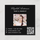 バタフライブラック金ゴールドQRコードスクリプト写真 スクエア名刺 (裏面)