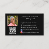 バタフライブラック金ゴールドQRコード写真 名刺 (裏面)