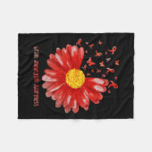 バタフライブルゴーニュリボン脳動脈瘤認識度 フリースブランケット (正面(横))