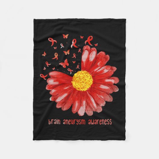 バタフライブルゴーニュリボン脳動脈瘤認識度 フリースブランケット (正面)