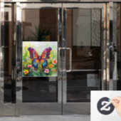 バタフライブルーオレンジウイング ウィンドウサイン (オフィスドア)