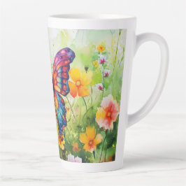 バタフライブルーオレンジウイング カフェラテマグ