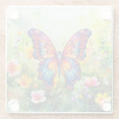 バタフライブルーオレンジウイング ガラスコースター (裏面)