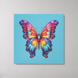 バタフライブルーオレンジウイング キャンバスプリント