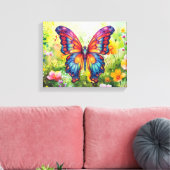 バタフライブルーオレンジウイング キャンバスプリント (インサイチュ (リビング))