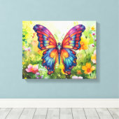 バタフライブルーオレンジウイング キャンバスプリント (インサイチュ (ウッドフロア))