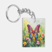 バタフライブルーオレンジウイング キーホルダー (正面左)
