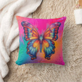 バタフライブルーオレンジウイング クッション (ブランケット)