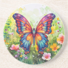 バタフライブルーオレンジウイング コースター