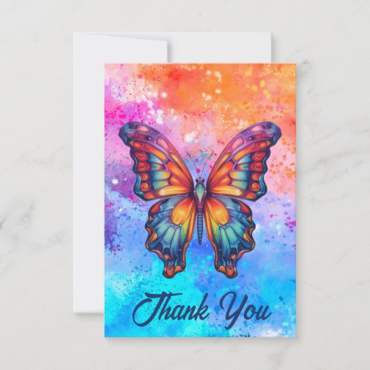 バタフライブルーオレンジウイング サンキューカード (正面)