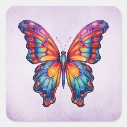 バタフライブルーオレンジウイング スクエアシール (正面)