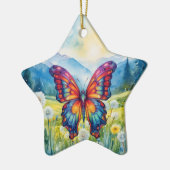 バタフライブルーオレンジウイング セラミックオーナメント (左)