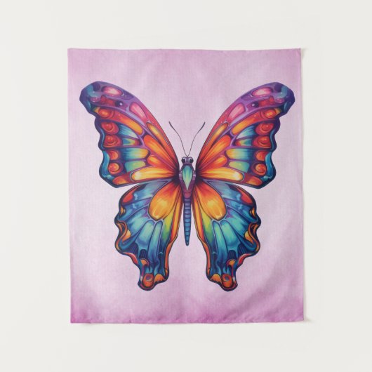 バタフライブルーオレンジウイング タペストリー (正面)
