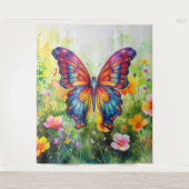バタフライブルーオレンジウイング タペストリー (正面)