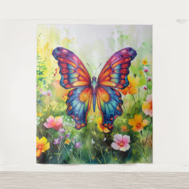 バタフライブルーオレンジウイング タペストリー