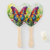 バタフライブルーオレンジウイング ハンドファン (正面&裏面)