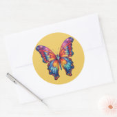 バタフライブルーオレンジウイング ラウンドシール (封筒)