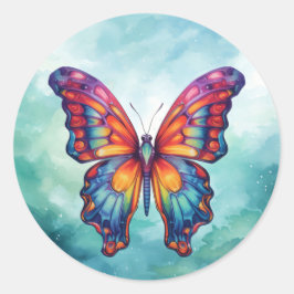 バタフライブルーオレンジウイング ラウンドシール