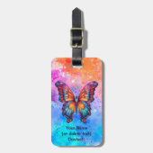 バタフライブルーオレンジウイング ラゲッジタグ (正面縦)