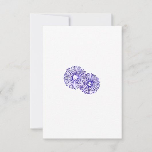 バタフライブルーカスタマイズ可能なアスター結婚フローラ 招待状 (裏面)