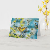 バタフライブルースアートノートカード カード (黄色い花)