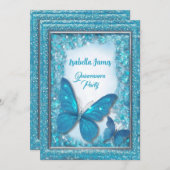 バタフライブルーターコイズキンセアニェラマジカルシック 招待状 (正面/裏面)