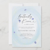 バタフライブルーテンダーウォーター色男の赤ちゃんシャワー 招待状 (正面)