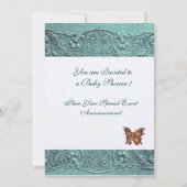 バタフライブルーボーイ赤ちゃんシャワー付きスリング子供 招待状 (裏面)