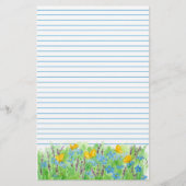 バタフライブルー水彩花が並ぶ 便箋 (正面)