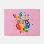 バタフライプライドラブイズラブLGBT認識度 ドアマット (正面)