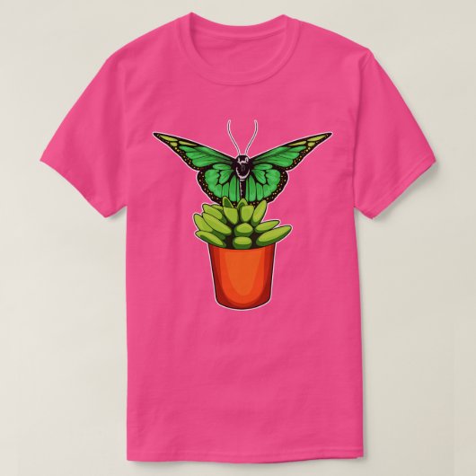 バタフライプラントポット花 Tシャツ (デザイン正面)