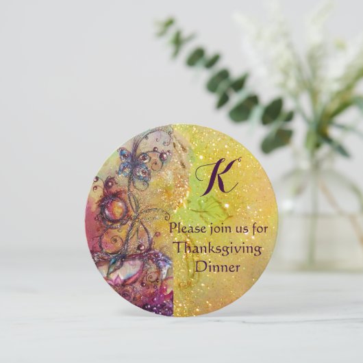 バタフライプラントモノグラムフローラ感謝祭パーティー 招待状 (スタンド正面)