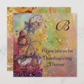 バタフライプラントモノグラム感謝祭ディナーパール 招待状 (正面/裏面)