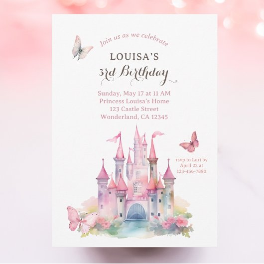 バタフライプリンセスキャッスルフェアユタレ誕生日 招待状