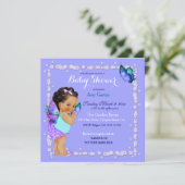 バタフライプリンセスベビーガールパープルターコイズインヴィ 招待状 (スタンド正面)