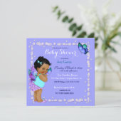 バタフライプリンセスベビーガールパープルターコイズ 招待状 (スタンド正面)
