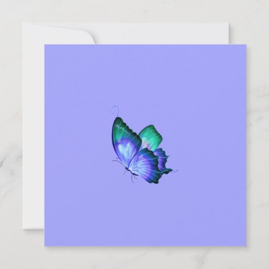 バタフライプリンセスベビーガールパープルターコイズ 招待状 (裏面)