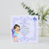 バタフライプリンセスベビーガールラベンダー 招待状 (スタンド正面)