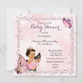 バタフライプリンセスベビーガール招待状 招待状 (正面)