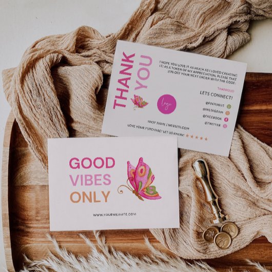 バタフライプリント可能サンキューカード、ビジネス サンキューカード