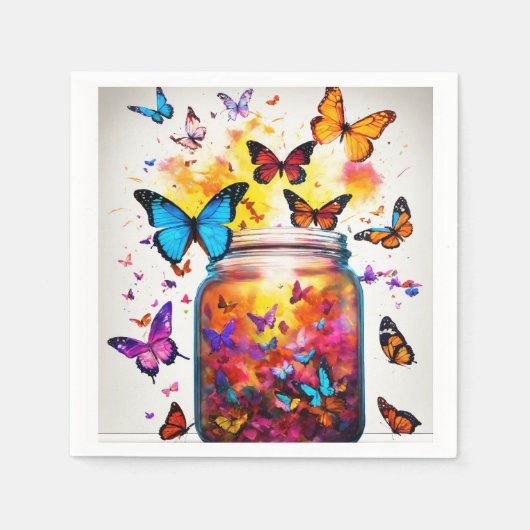 バタフライプリント紙ナプキンセット スタンダードカクテルナプキン (正面)