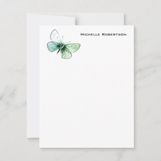 バタフライプロフェッショナルミニマリストプレーンモダン ノートカード (正面)