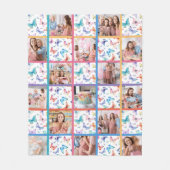 バタフライベイビーシャワパッチワーク写真毛布 フリースブランケット (正面)