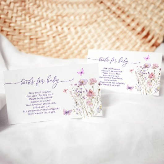 バタフライベイビーシャワワイルドフラワーブックリクエスト エンクロージャーカード