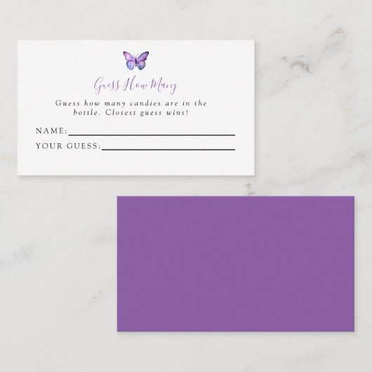バタフライベイビーシャワー推測いくつのゲーム プレイスカード (正面/裏面)