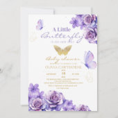 バタフライベビーガールシャワー金ゴールドフローラ招待状 招待状 (正面)