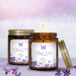 バタフライベビーシャワエレガントーパープルフローラ スクエアシール