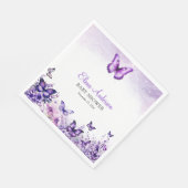 バタフライベビーシャワエレガントーパープルフローラ スタンダードランチョンナプキン (角)