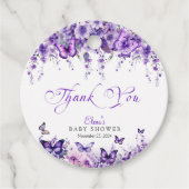 バタフライベビーシャワエレガントーパープルフローラ フェイバータグ (正面)