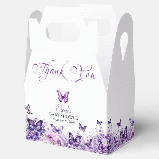 バタフライベビーシャワエレガントーパープルフローラ フェイバーボックス (オープン)